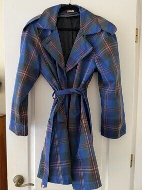 Vintage Plaid Belted Trench Coat